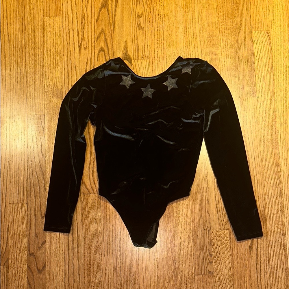 Victoria's Secret Black Velvet Bodysuit with Star Accents